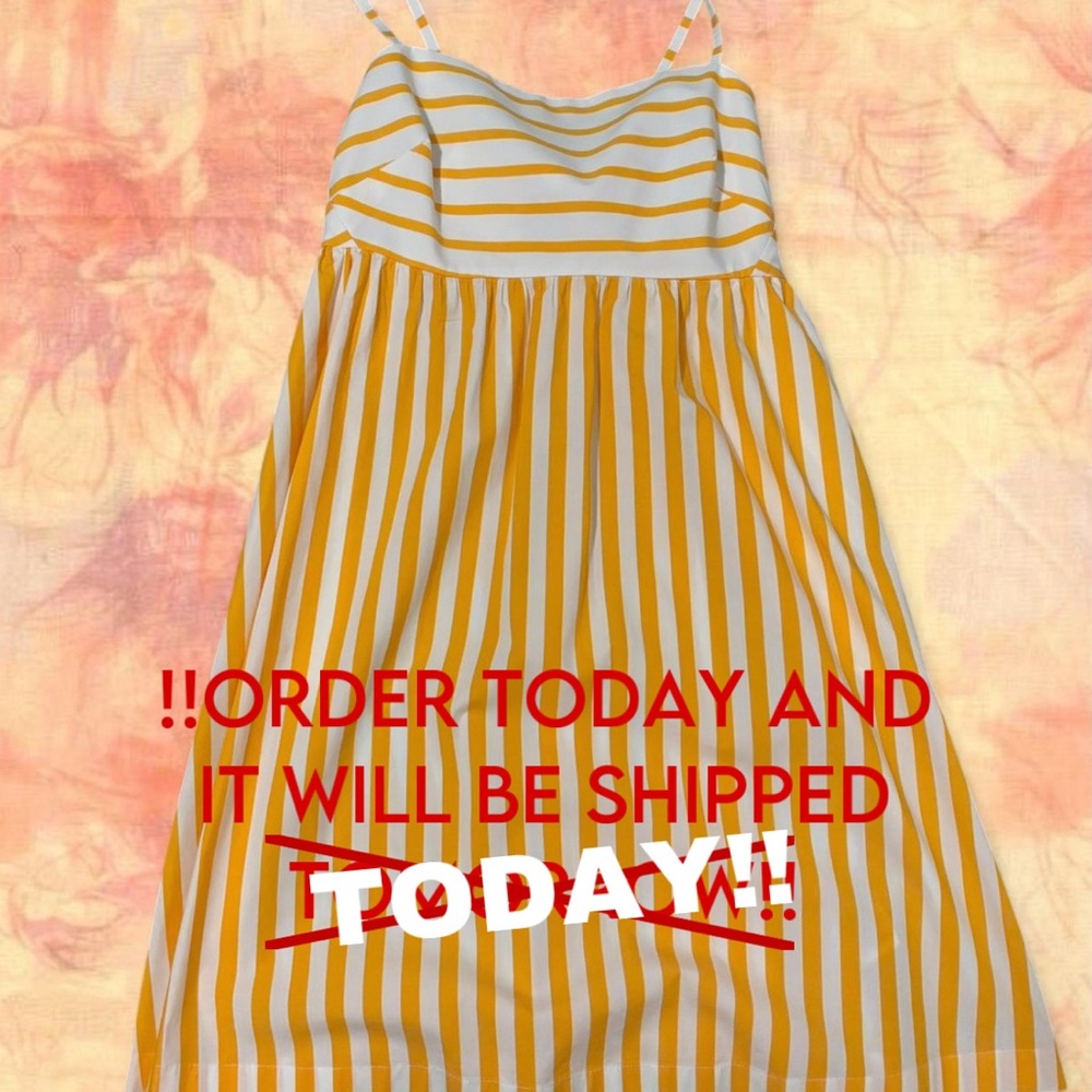 J. Crew Factory Yellow and White Striped Mini Dress